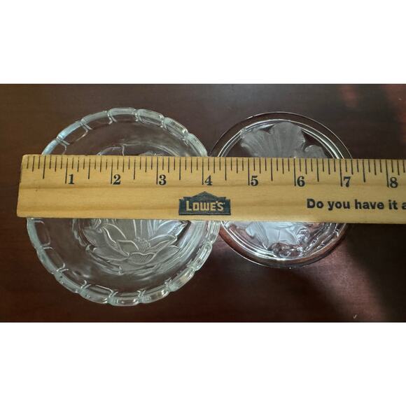 Vintage Floral Tulip Lidded Bowl Pressed Glass Trinket Bowl Candy Dish - Picture 6 of 9